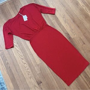 Grace Karin Red Metallic Shimmer Midi Dress Size Medium